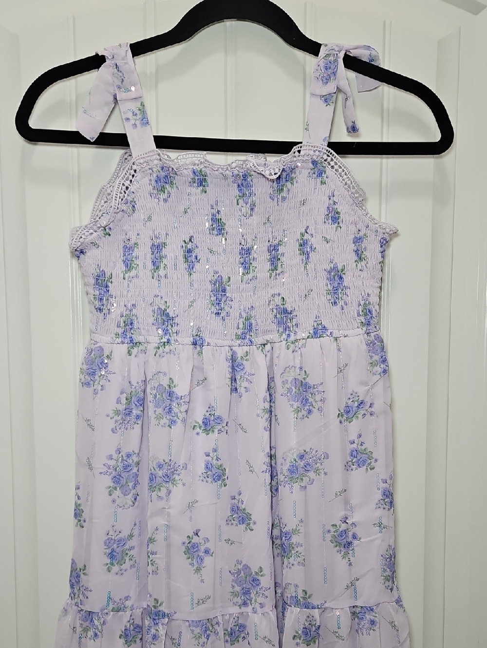 Rare Editions Girls Chiffon Maxi Dress Large 10/12 New Purple - Picture 3 of 11